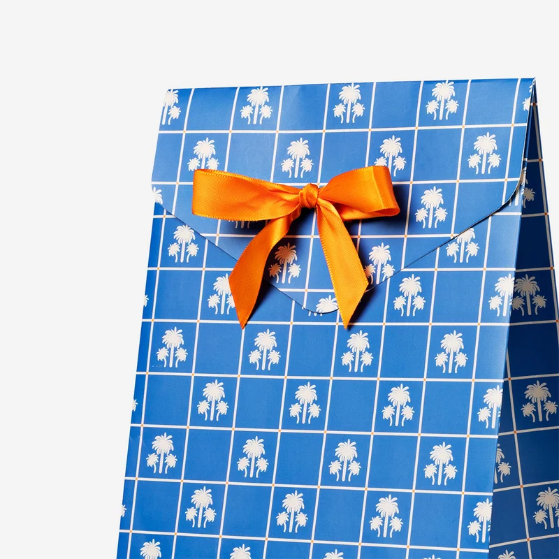 Blue gift box with ribbon