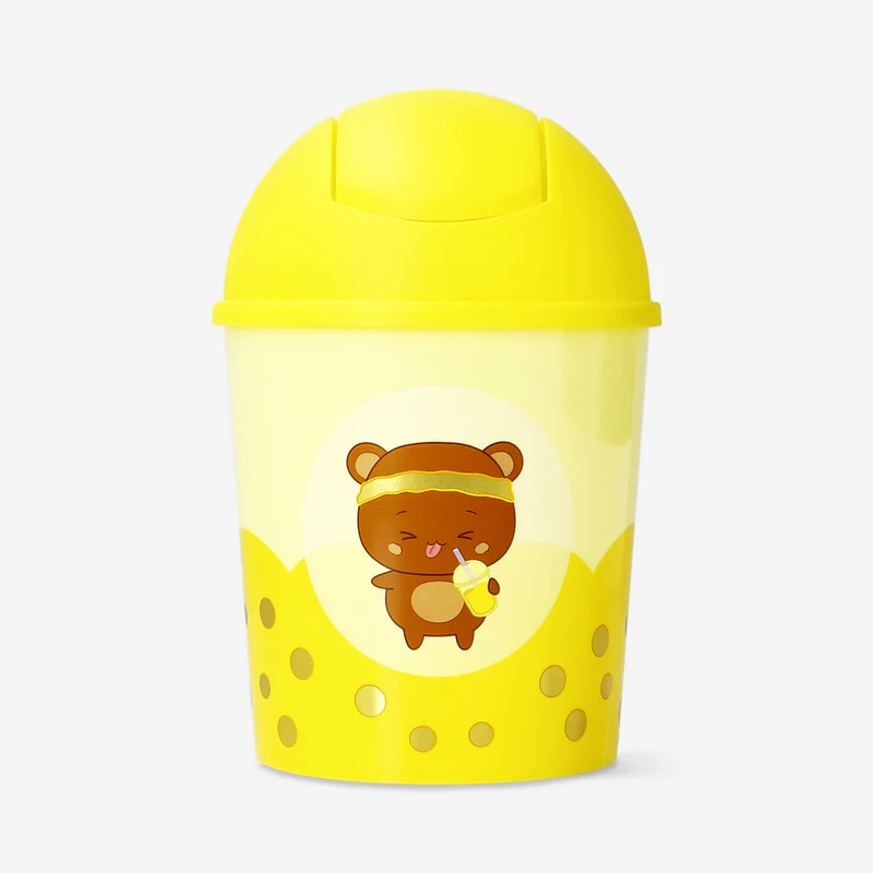 Yellow bubble tea push bin