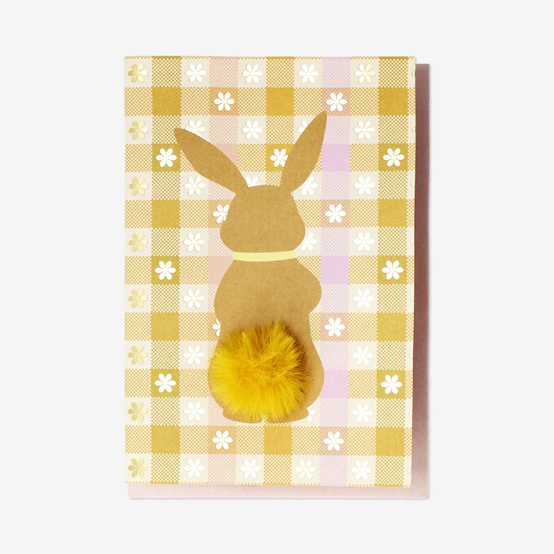 Greetings card - Bunny with pom pom tail