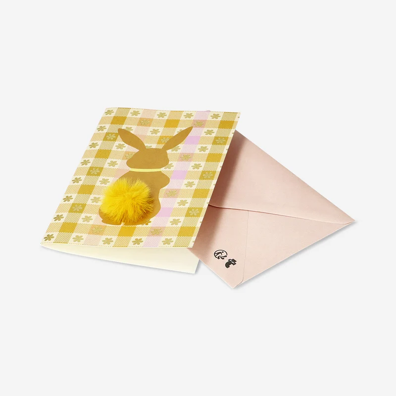 Greetings card - Bunny with pom pom tail
