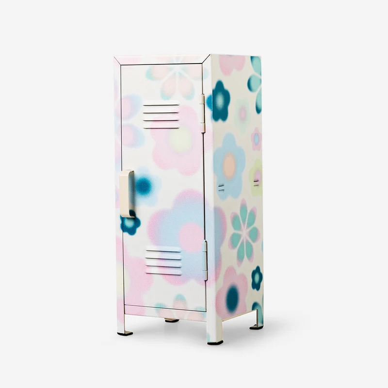 Mini floral metal locker for desk
