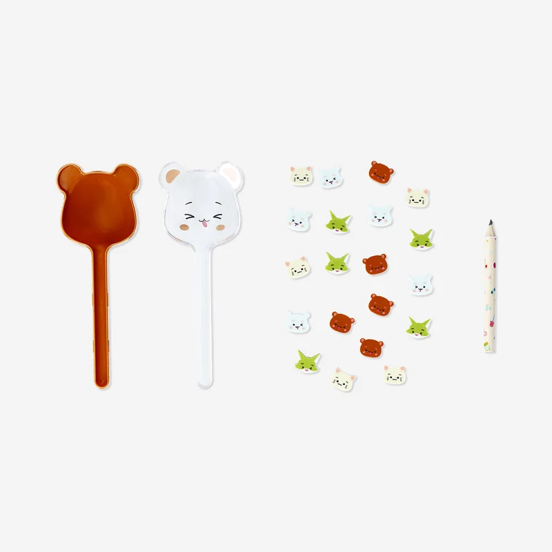 Pencil with mini bear erasers