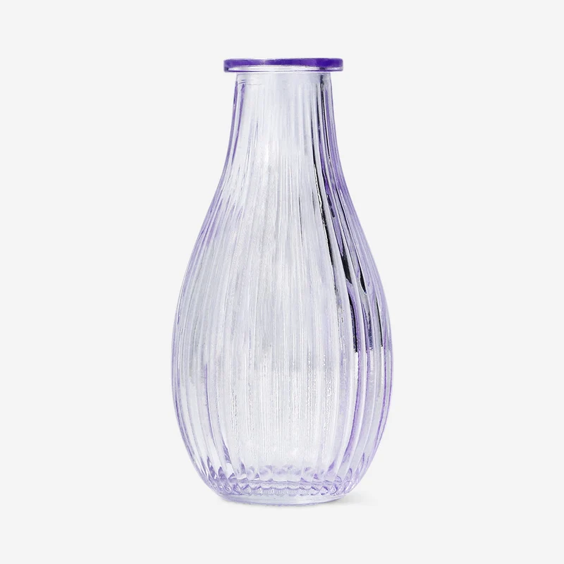 Clear purple glass vase - 14 cm