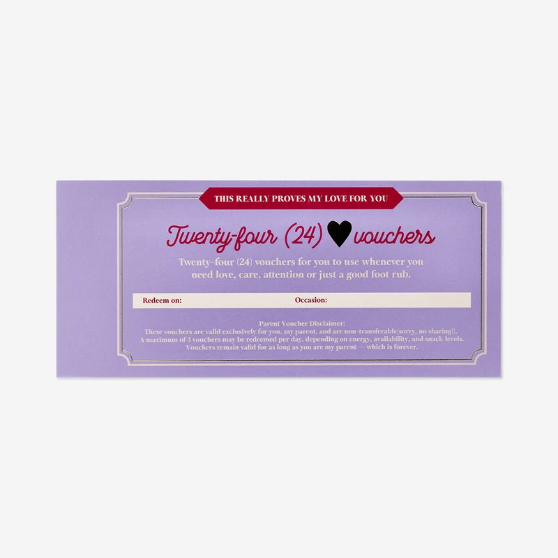 Booklet of personalised favour vouchers