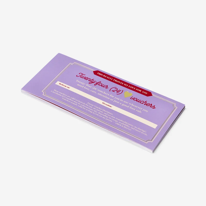 Booklet of personalised favour vouchers
