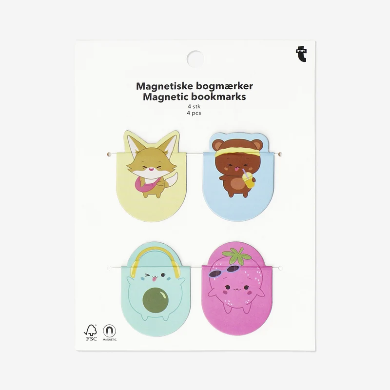 Magnetic bookmarks with fruits and animals - 4 pcs