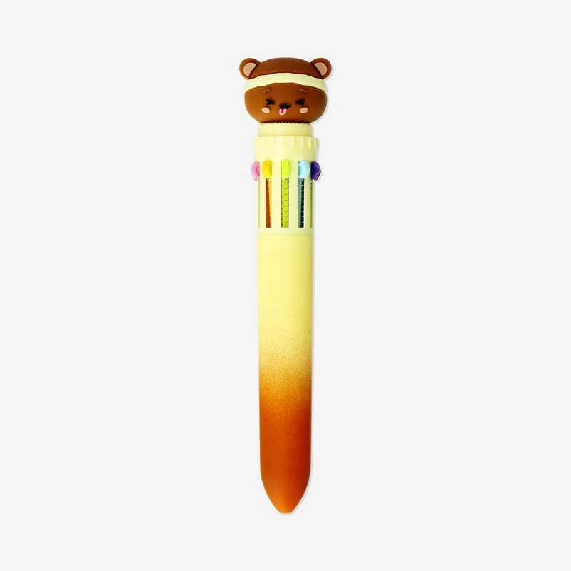 Multi-coloured ballpoint pen with bear topper