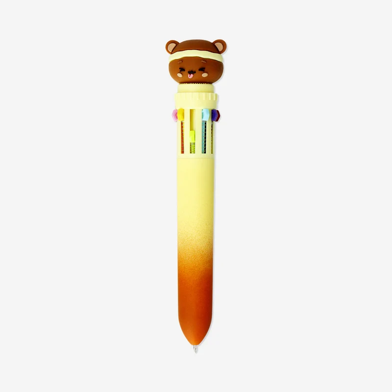 Multi-coloured ballpoint pen with bear topper