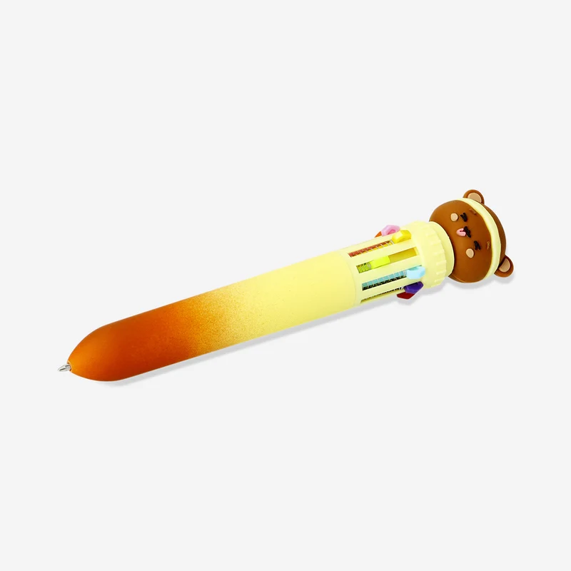 Multi-coloured ballpoint pen with bear topper