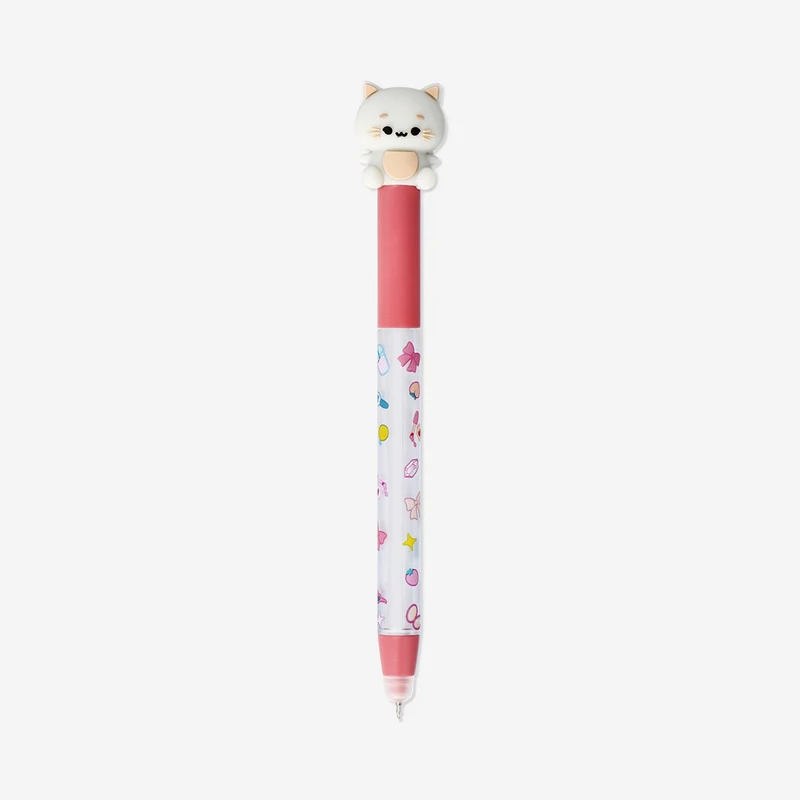 Erasable ballpoint pen with cat topper