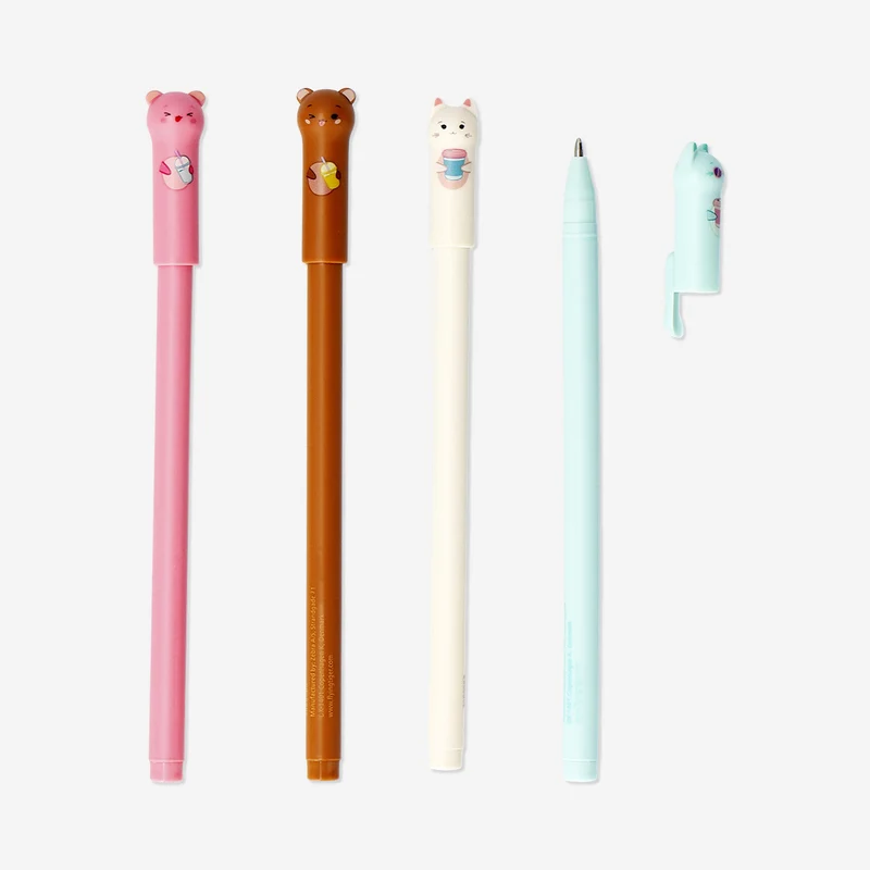 Gel ink pens with animal toppers - 4 pcs