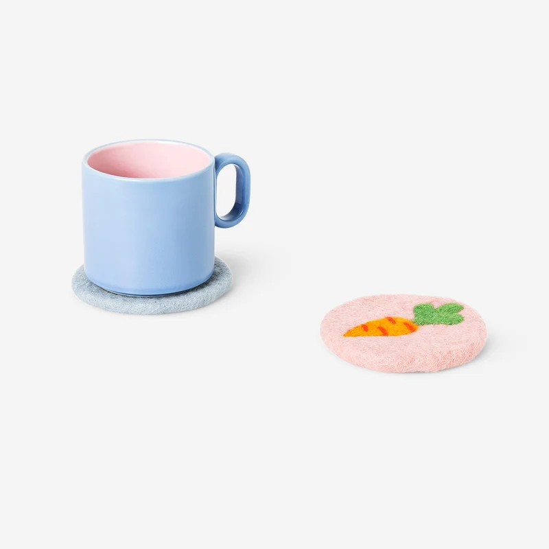 Easter themed wool coasters - 2 pcs