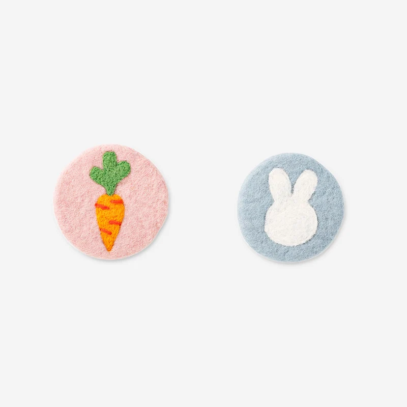 Easter themed wool coasters - 2 pcs