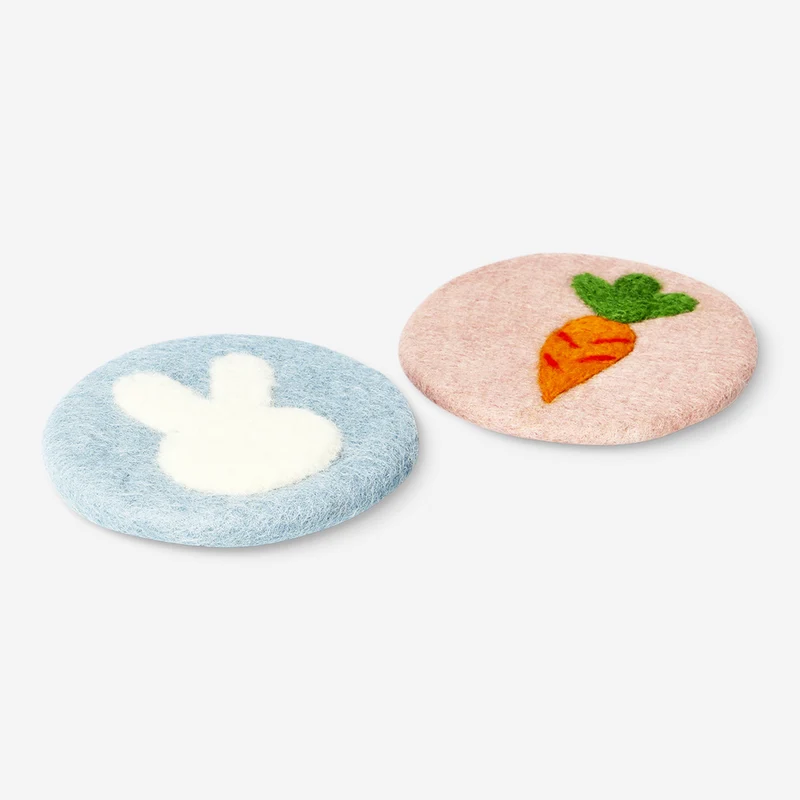 Easter themed wool coasters - 2 pcs