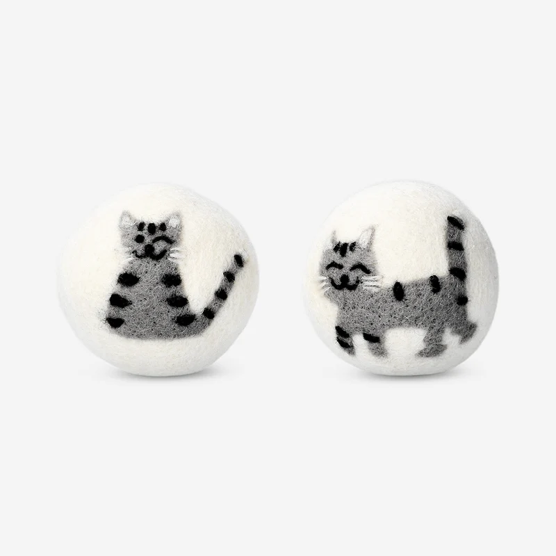 Wool cat laundry dryer balls - 2 pcs