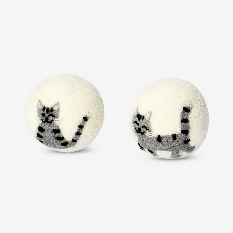 Wool cat laundry dryer balls - 2 pcs