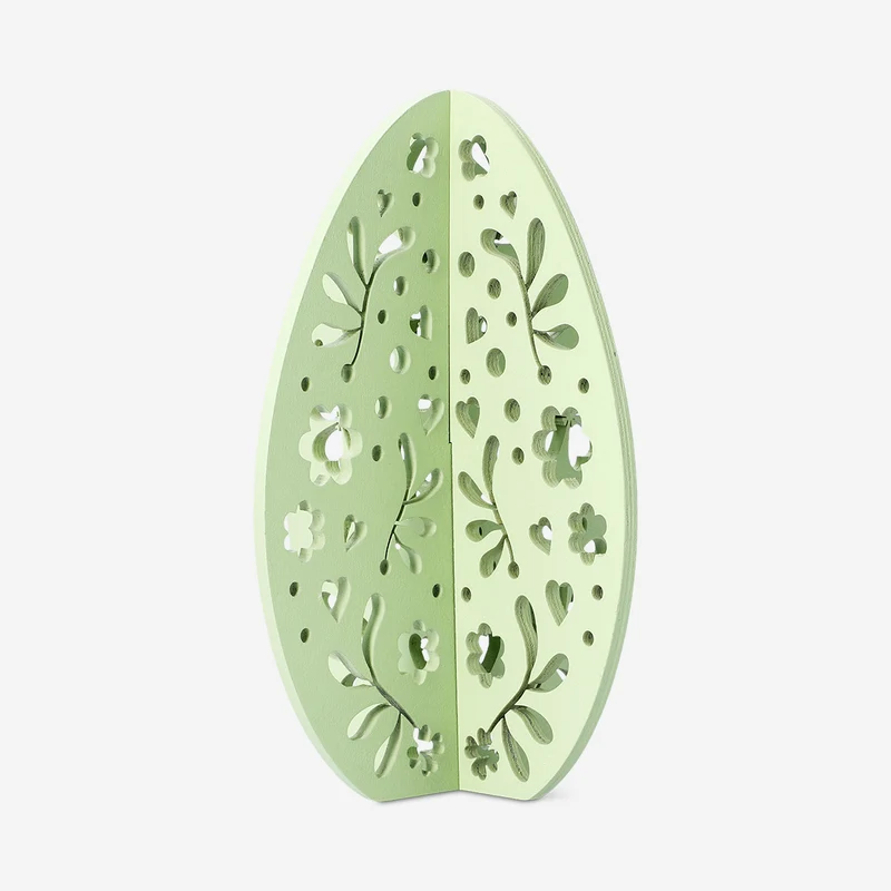 Decorative green wooden eggs - 2 pcs