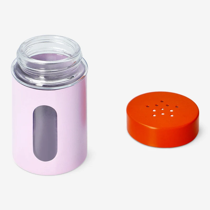 Salt and pepper shaker in pink and orange