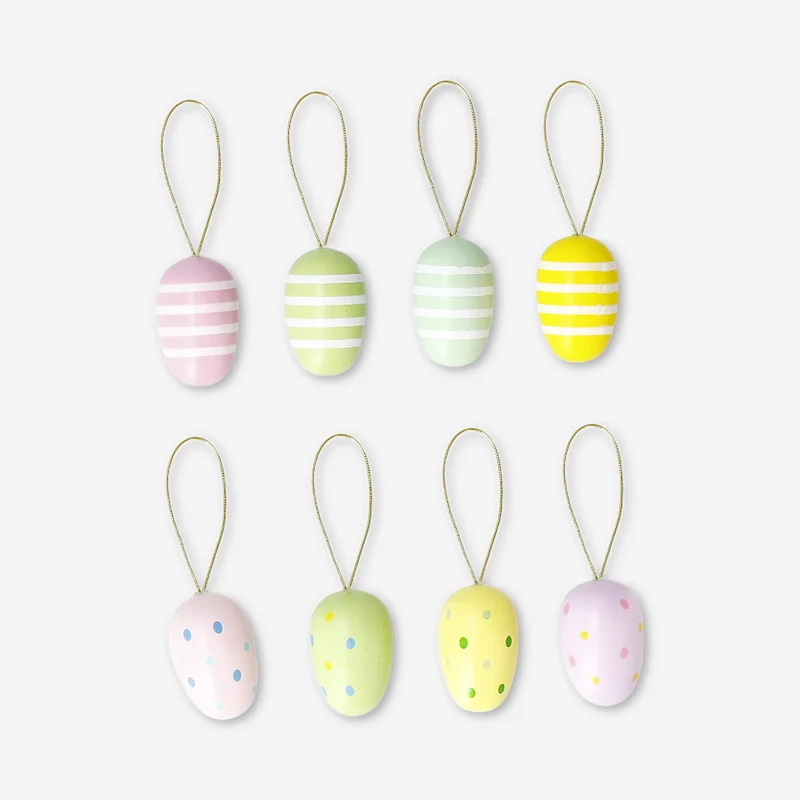 Small wooden Easter eggs - 8 pcs