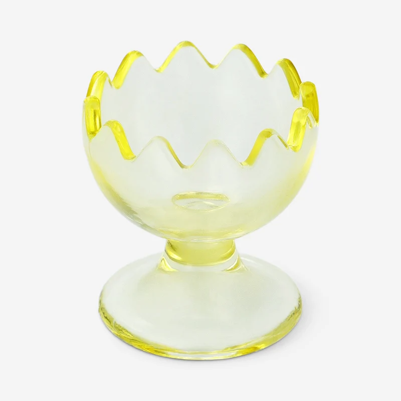 Frosted yellow glass egg cup
