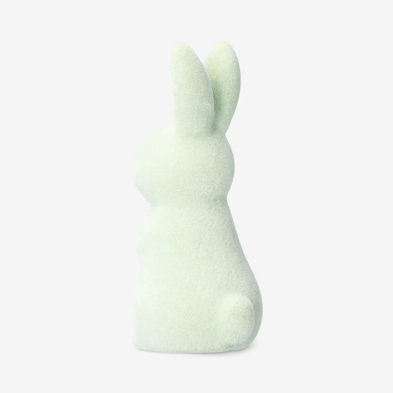 Decorative green flock rabbit - 8 cm