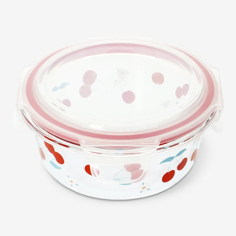 Round food container with berry print - 14 cm