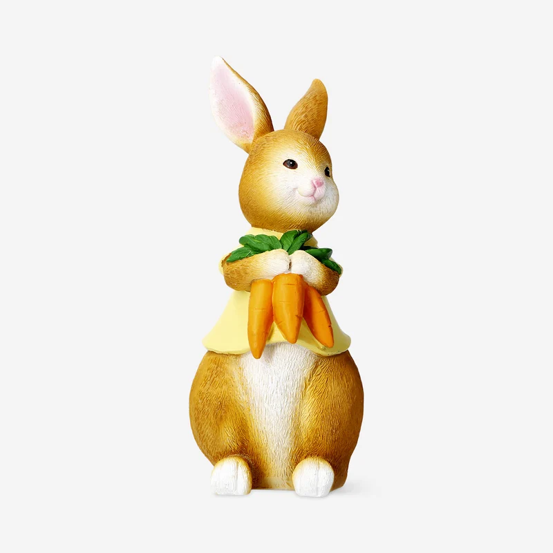 Decorative Easter rabbit holding carrots - 21 cm