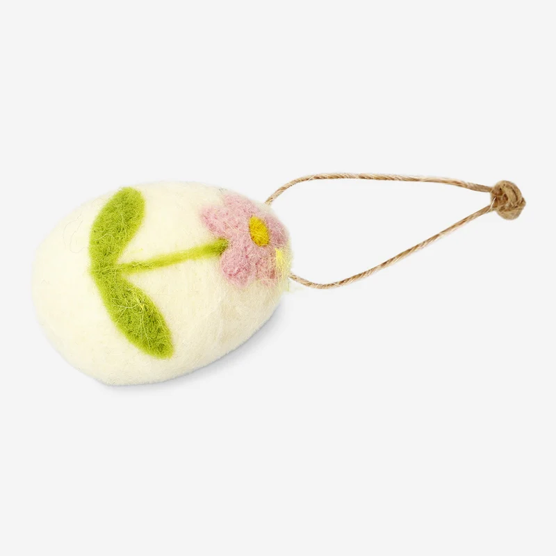 Hanging ornament - Felt egg with flower