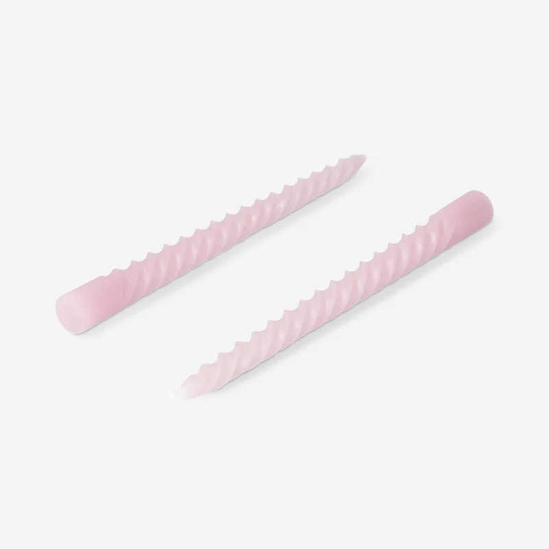 Twisted pink dinner candles - 4 pcs
