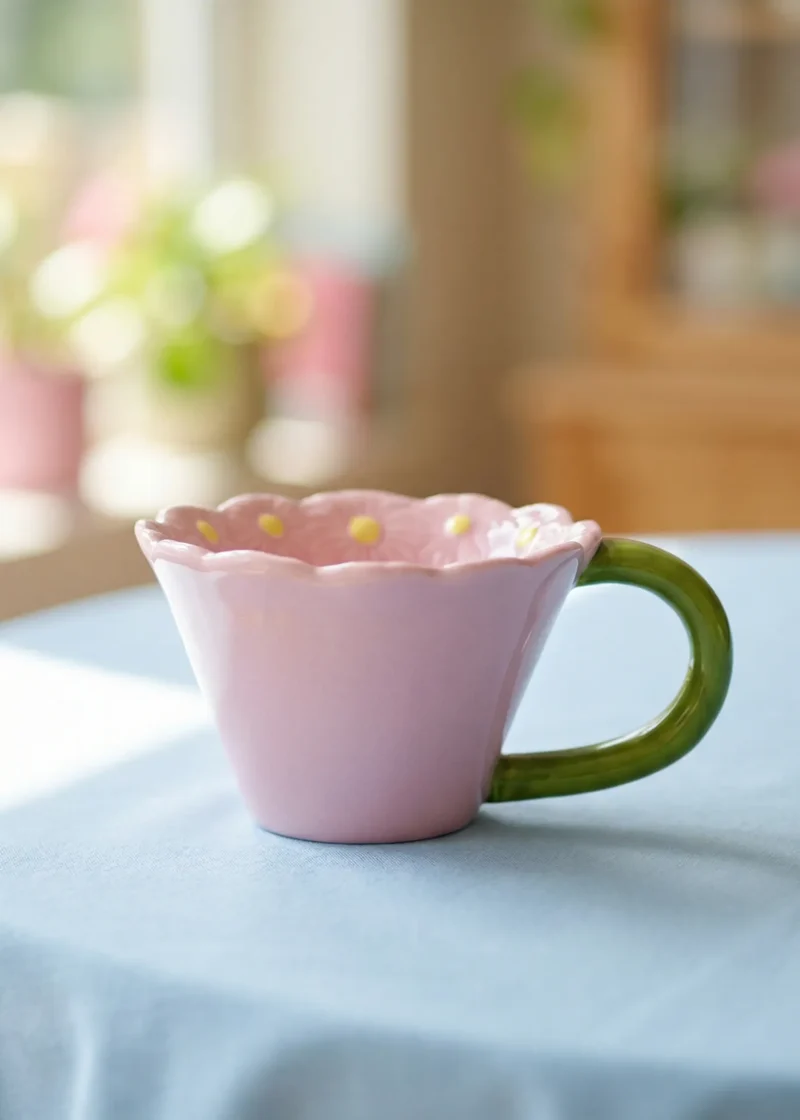 Pink flower mug - 115 ml