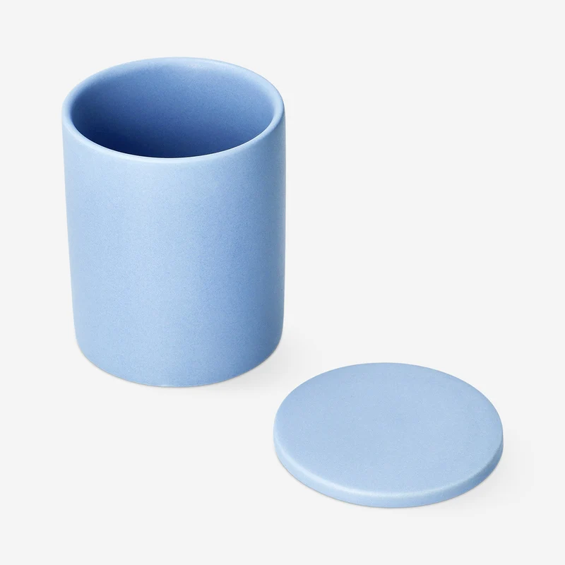 Blue organiser jar for cotton pads