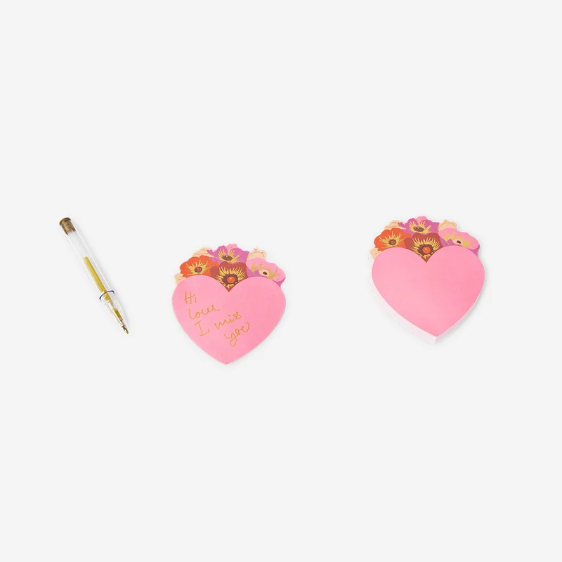 Heart sticky notes with gold gel pen