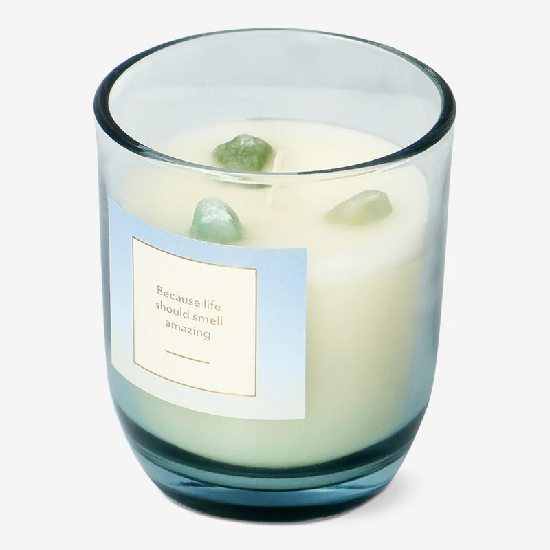 Scented candle with crystal stones - White birch fragrance
