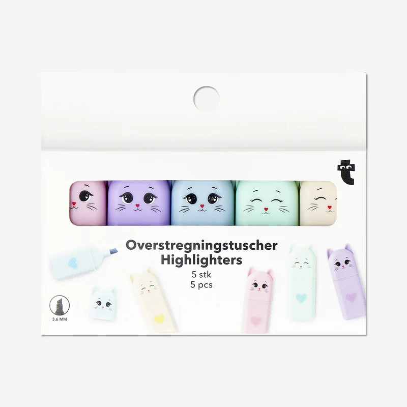 Mini cat highlighters - 5 pcs
