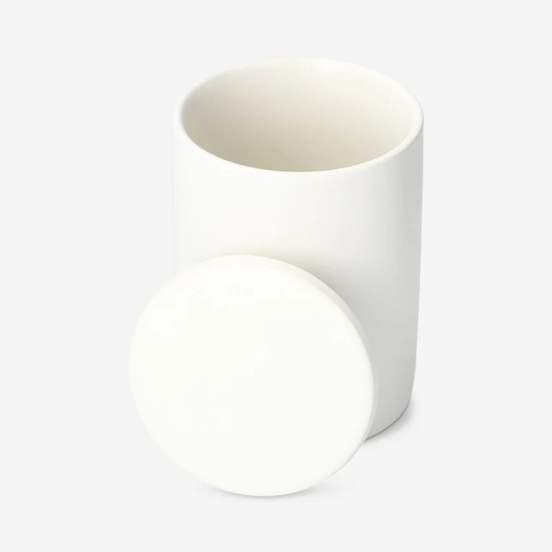 White organiser jar for cotton buds