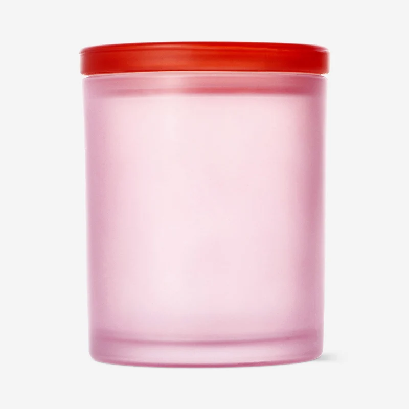 Frosted pink glass decorative jar
