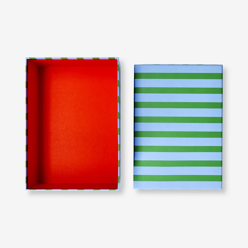Paper storage box with green stripes - 24 cm
