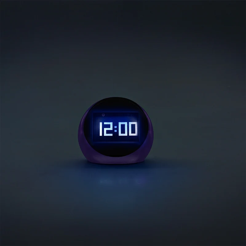 Digital purple alarm clock