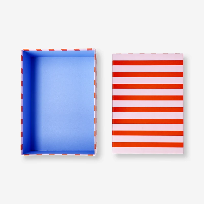 Paper storage box with pink stripes - 24 cm