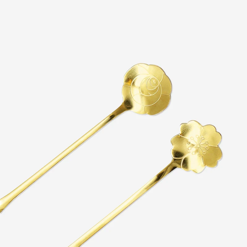 Gold floral spoons - 2 pcs