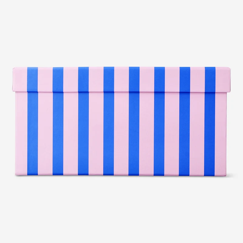 Paper storage box with blue stripes - 24 cm