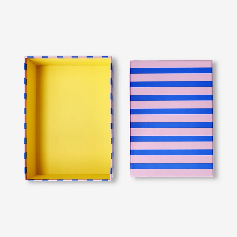 Paper storage box with blue stripes - 24 cm