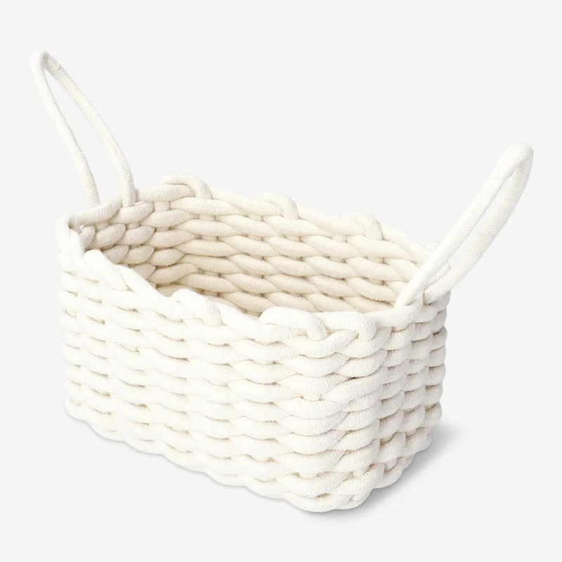White braided rope basket - 25 cm