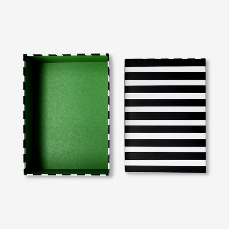Paper storage box with black stripes - 24 cm
