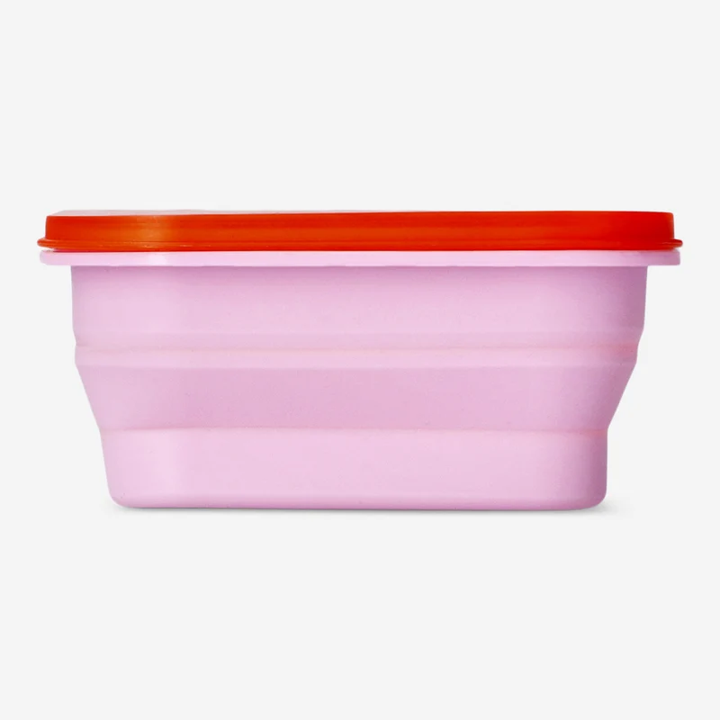 Pink collapsible lunchbox with spork - 600 ml