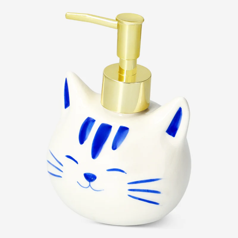 Cat soap dispenser with gold pump