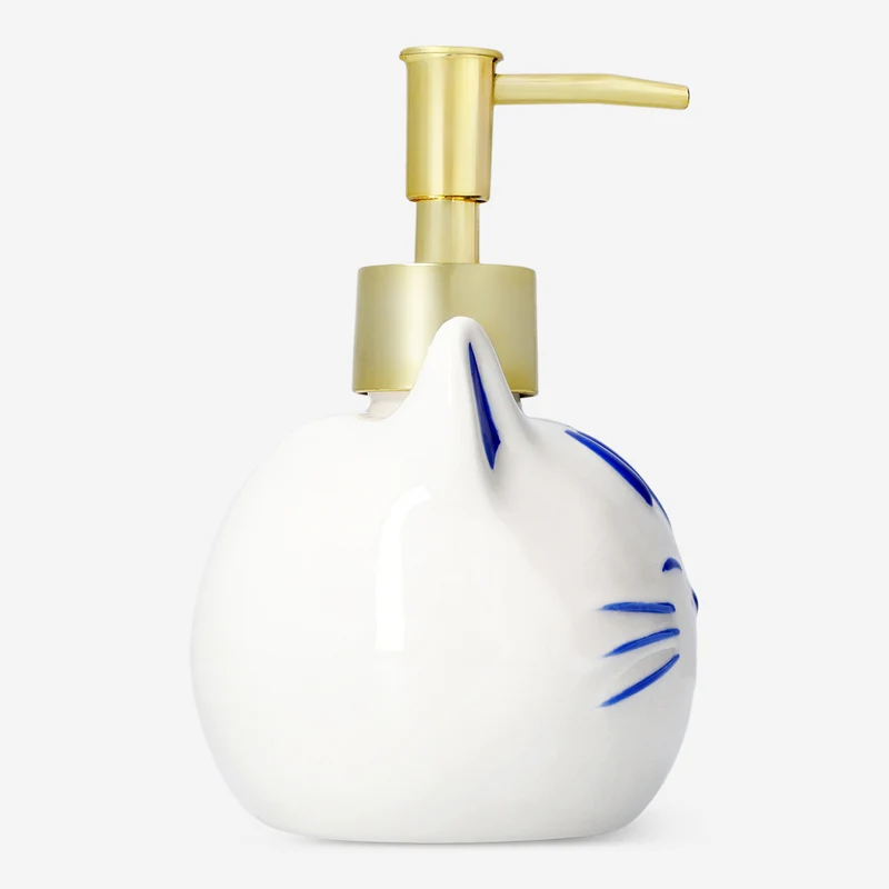 Cat soap dispenser with gold pump