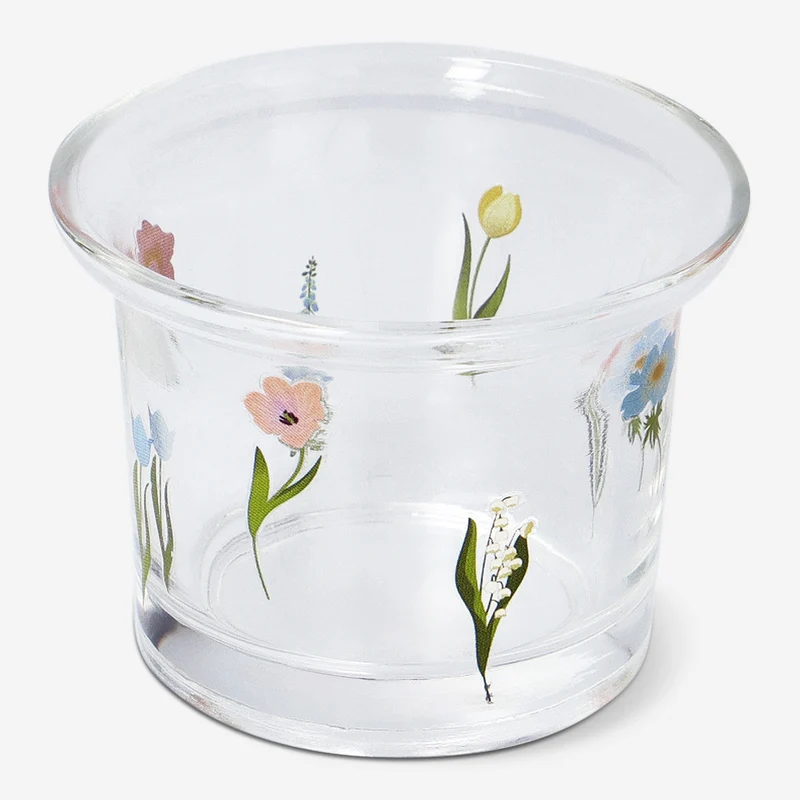 Floral glass tealight holder