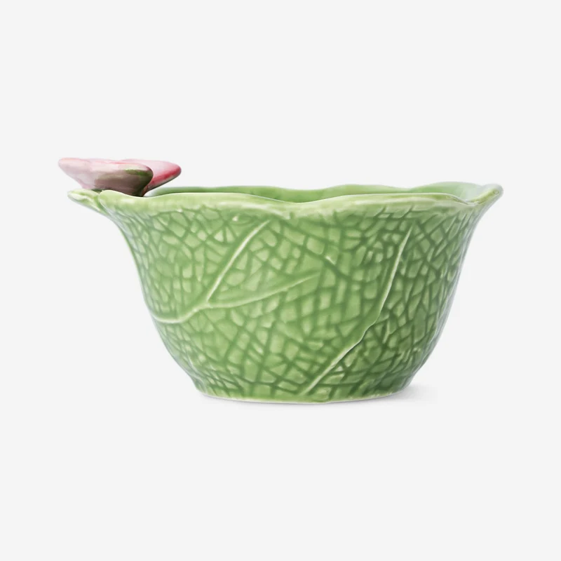 Green leaf bowl with butterfly - 16 cm