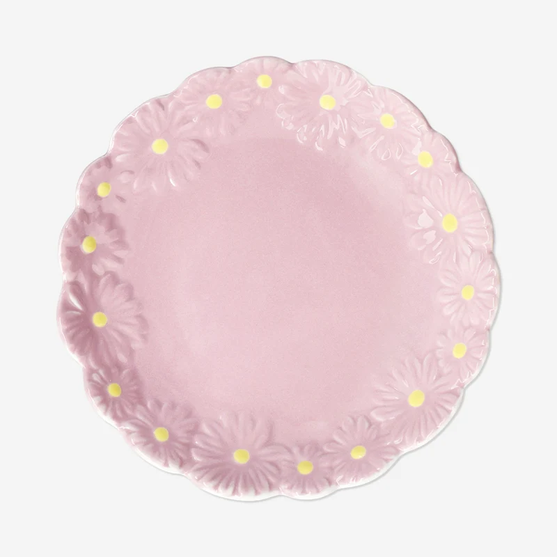 Pink flower plate - 19 cm